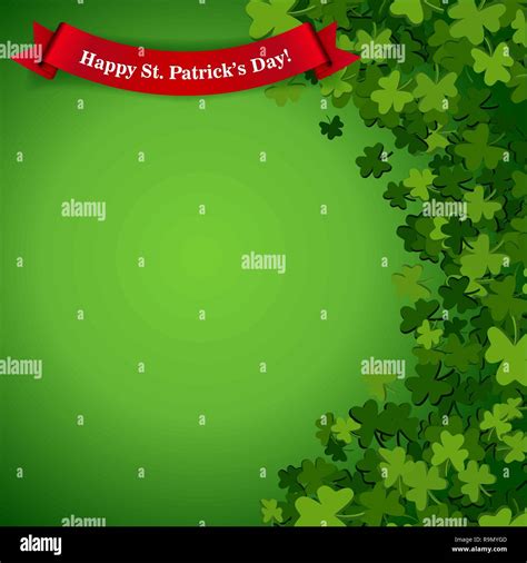 Abstract St Patricks Day Background With Falling Clover Leaves