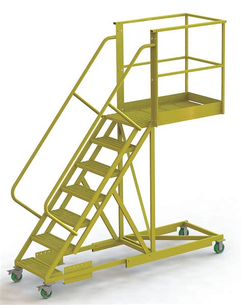 TRI-ARC, 7 Steps, 70 in Platform Ht, Cantilever Rolling Ladder - 15E970 ...