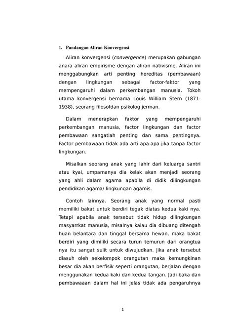 Pembahasan 2 Faktor Faktor Yang Mempengaruhi Perkembangan Pandangan Aliran Konvergensi Aliran