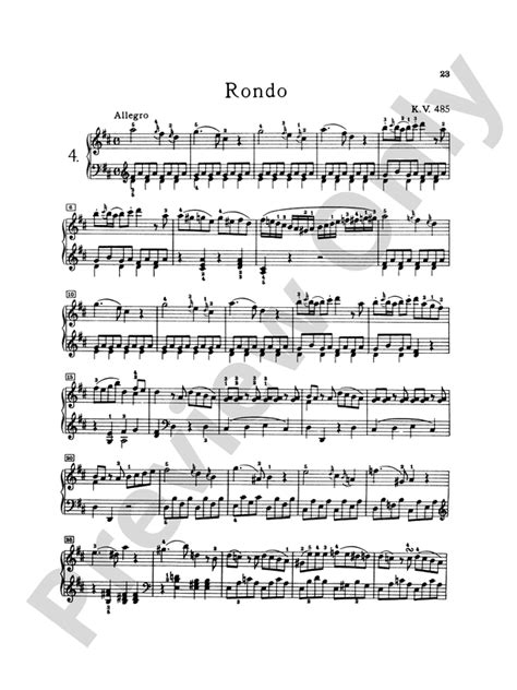 Mozart Various Piano Pieces Rondo In D Major Part Digital Sheet