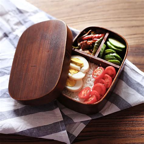 Wooden Japanese Bento Box Wood Lunch Box Food Container Lunchbox Japanese Vintage Traditional