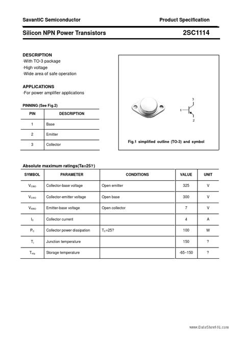 Sc Savantic Transistor Hoja De Datos Ficha T Cnica Distribuidor