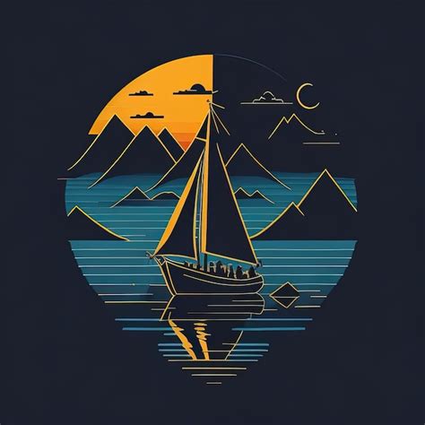 Premium Vector Sunset Bliss Serene Sailboat Silhouette