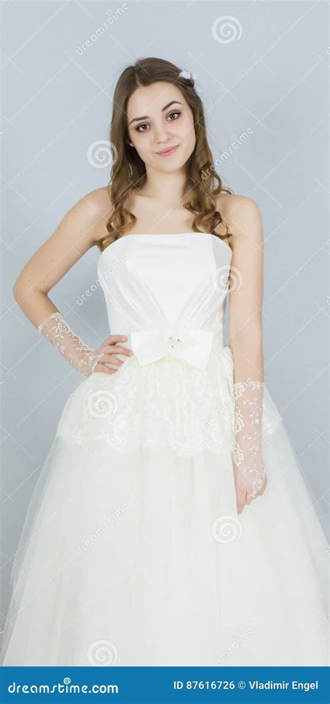 Beautiful Bride On White Background Dress Stock Photo Image Of