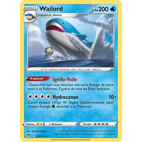 Carte Wailord Holographique Rare De Pok Mon P E Et Bouclier Voltage