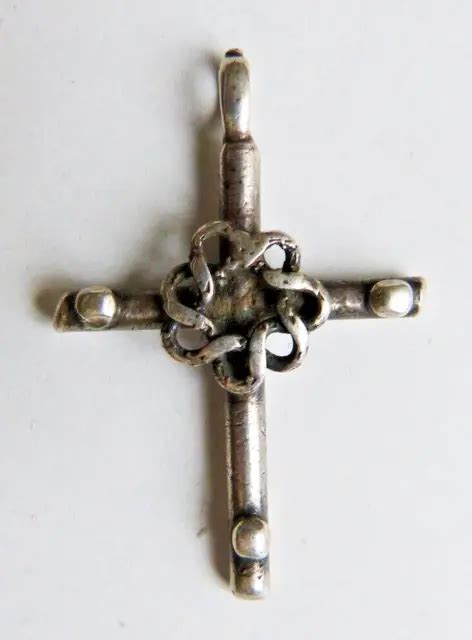 Croix Pendentif En Argent Massif Bijou Ancien E Si Cle Silver Cross