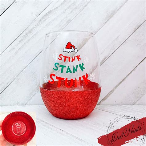 Grinch Glitter Wine Glass Set Grinch Cups Grinch Glasses Etsy