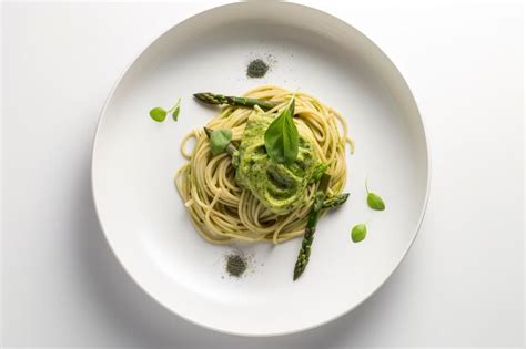 Premium AI Image Traditional Italian Spaghetti With Asparagus In A