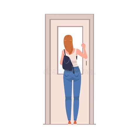 Woman Door Knocking Stock Illustrations 54 Woman Door Knocking Stock