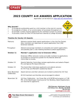 County 4 H Awards ApplicationWashington Washington Osu Doc Template