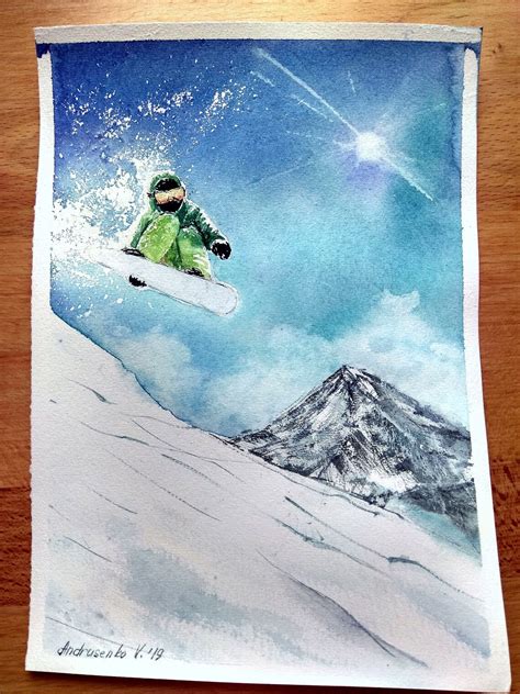 Snowboard Malerei Winter Sport Wandkunst Ski Malerei Etsy