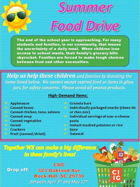 Summer Food Drive Chester County Chamber Of Commerce Sc