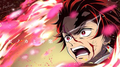 5k Free Download Demon Slayer Angry Tanjiro Kamado With Background Of