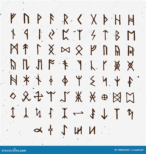 Set Of Old Norse Scandinavian Runes Runic Alphabet Futhark Stock