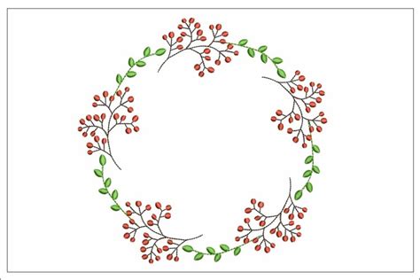 Floral Wreath Embroidery Design Wild Flowers