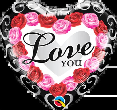 LOVE YOU Red Rose Frame 18 Heart Foil Balloon Peci Australia Pty Ltd