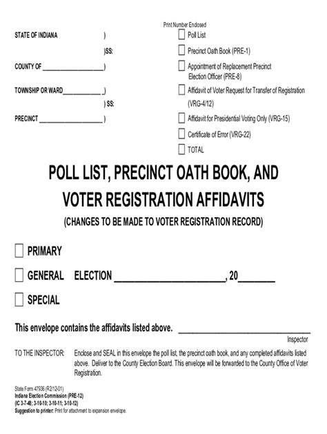 Fillable Online Forms In Poll List Precinct Oath Book And Voter Registration Affidavits Iara