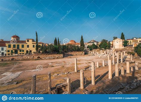 Landscapes and Columns of the Old Ruins in Ancient Roman Agora ...