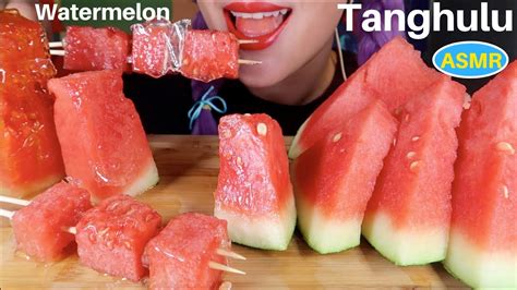 Asmr 수박 탕후루 리얼사운드 먹방 Candied Watermelon Tanghulu Extreme Crunchy Eating Soundcurie Asmr