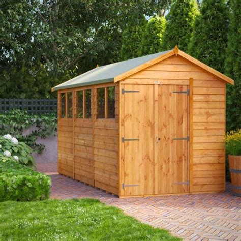 12x6 Power Overlap Apex Double Door Shed Robert Dyas