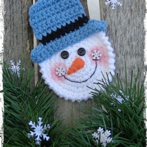 Snowman Christmas Ornament, Crochet Snowmen, Gift Ornament - Etsy