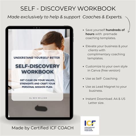 Self Discovery Canva Coaching Template Core Values Workbook Coaching