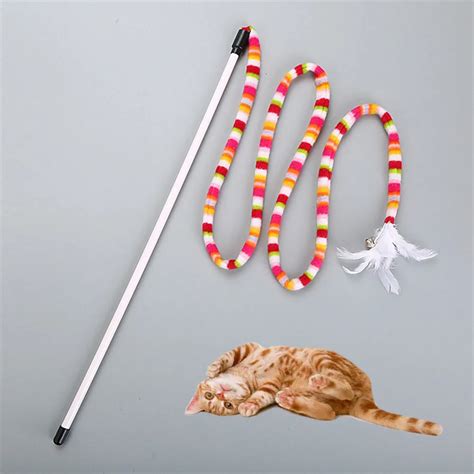 Funny Cat Toy Fishing Rod Kitten Cat Pet Toy Stick Teaser Rainbow