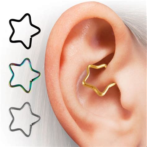 Surgical Steel Star Shape Helix Tragus Cartilage Ear Piercing Hoop