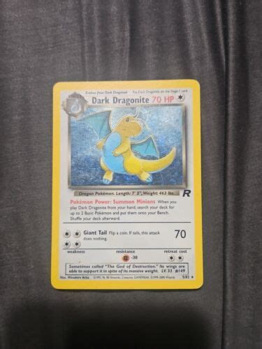 St Edition Dark Dragonite Team Rocket Pokemon Card Holo Foil Rare