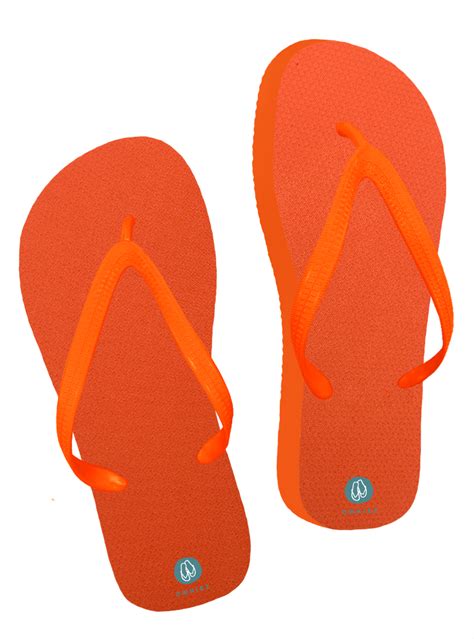 Orange Natural Rubber Flip Flops Wide Straps Owniez