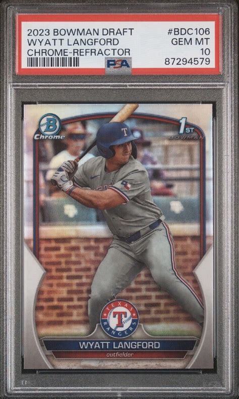 Psa Wyatt Langford St Bowman Chrome Draft Refractor Rangers Rc