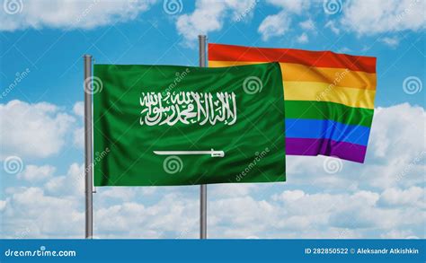 Gay Pride And Saudi Arabia Flag Stock Footage Video Of Waving Round 282850522