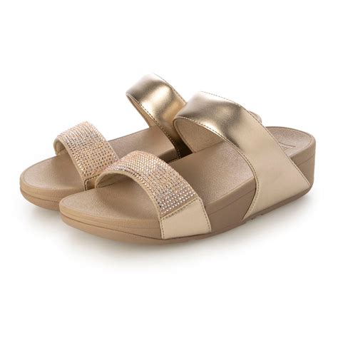 Fitflop Lulu Crystal Embellished Slides Latte Beige