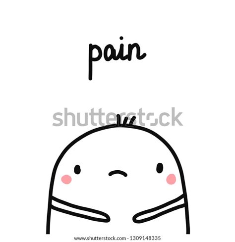 pain hand drawn illustration cute marshmallow stock vector royalty