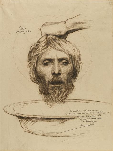 Head Of John The Baptist Drawing By Leon Daniel Saubes Fine Art America