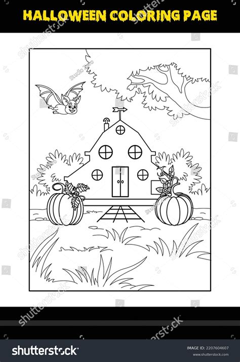 Halloween Coloring Page Kids Line Art Stock Vector (Royalty Free ...