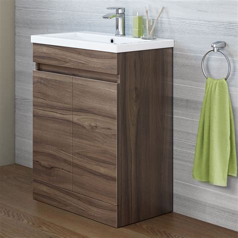 600mm Trent Walnut Effect Basin Cabinet Floor Standing Basin