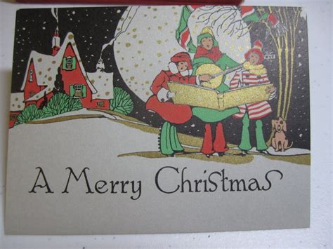 Art Deco 1920 S 30 S Unused Gold Gilded Christmas Card Colorful