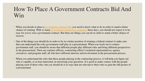 PPT How To Place A Government Contracts Bid And Win PowerPoint