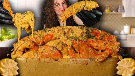 Massive Deshelled Seafood Boil Drenched In Creamy Garlic Sauce