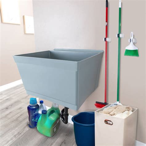 Utility-Sink 23" L x 24" W Wall Mount Laundry Sink with Faucet & Reviews | Wayfair