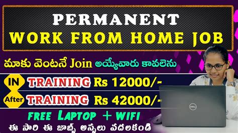 Permanent Work From Home Job Telugu Free Laptop WIfi Online Work