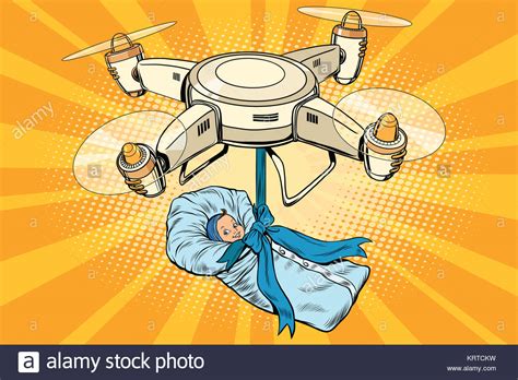 Drone quadcopter delivery of a newborn baby Stock Photo - Alamy