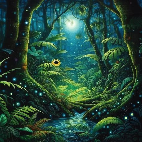 Premium AI Image | MAGICAL FOREST AT NIGHT