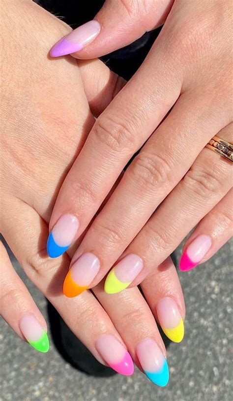 50 Cute Summer Nail Designs Colourful French Tips