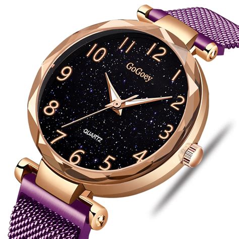 Dropshipping Luxury Mesh Magnet Buckle Starry Quartz Watches For Women