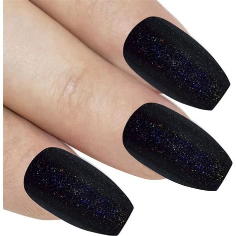 Faux Ongles Noir Gel Ballerine Cercueil Longue Acrylique