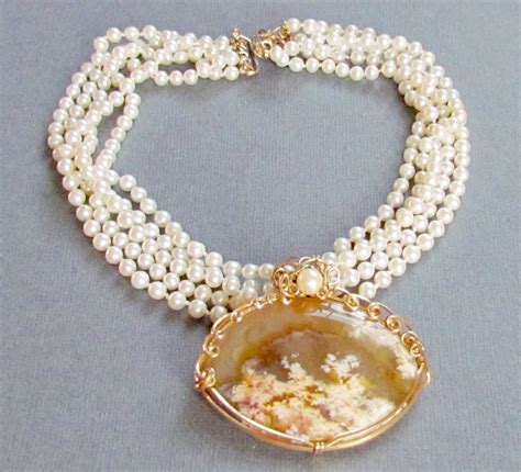 Vintage Multi Strand Pearl Necklace with Picture by vintagepaige