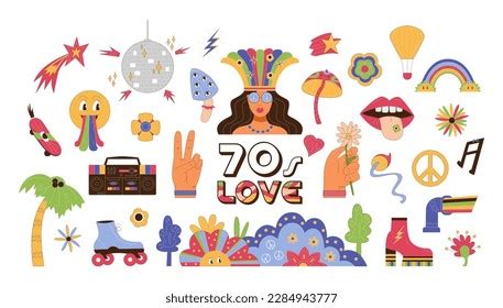 70s Signs Symbols Big Vector Collection Stock Vector (Royalty Free ...