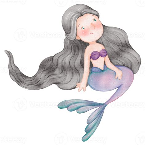 Watercolor Cute Mermaid Clipart Png 16626063 Png